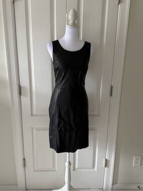 Halogen Black Leather Sleeveless Mini Dress